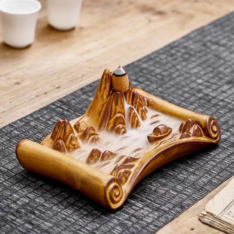 

New Backflow Incense Stove High Mountain Flowing Water Ornament Incense Tea Ceremony Home Decor Incense Tools