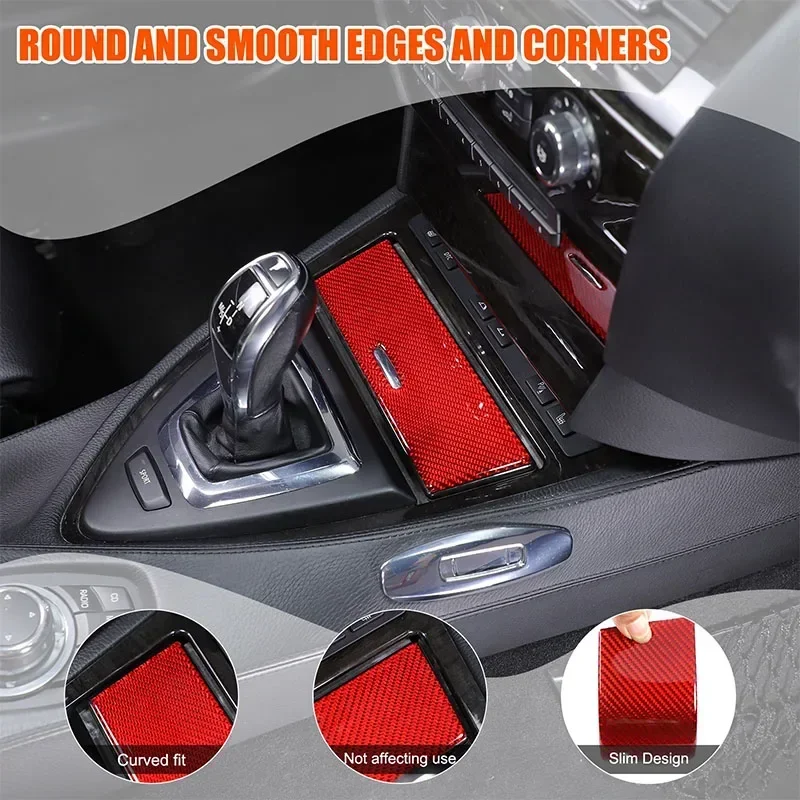 

Soft Carbon Fiber Car Center Control Cigarette Lighter Switch Cover Trim Sticker Accessories For BMW 6 Series M6 E63 E64 2004-10