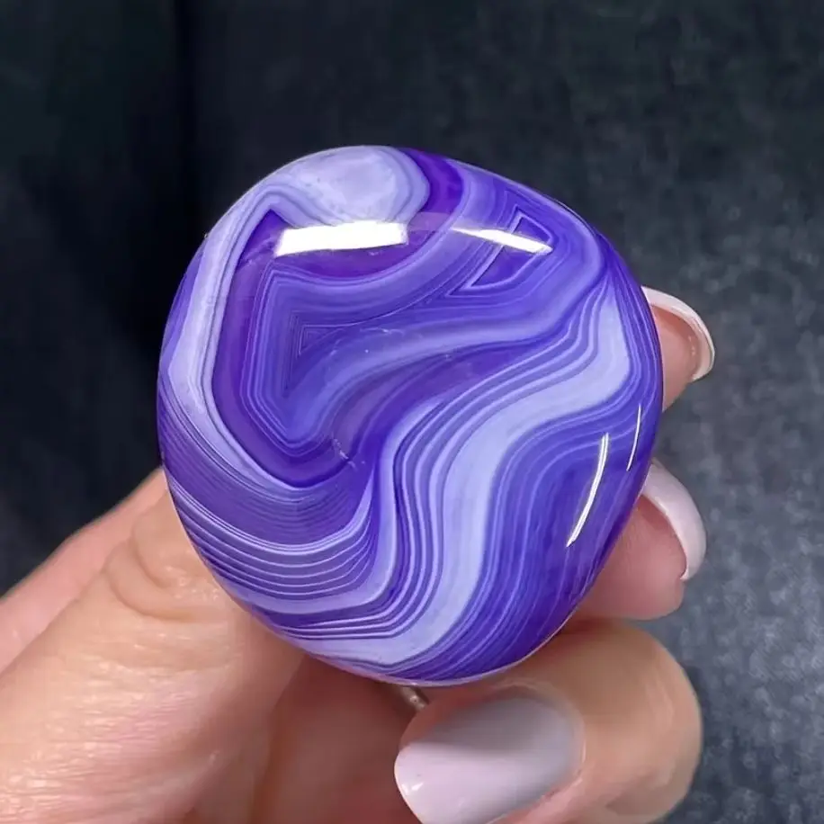 Natural Striped Purple Agate Handle Mineral Specimen Healing Crystal Gemstone Chakra Holiday Gift Home Decoration