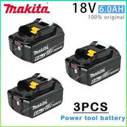 Makita Lithium Ion Bateria Recarregável, 18V Baterias de Substituição Broca, 6000mAh, BL1860, BL1830, BL1850, BL1860B, Original