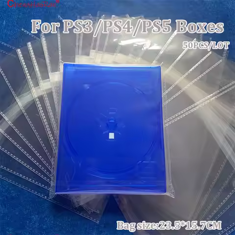 50PCS Plastic Transparent Storage Cover 23.5*15.7CM For PS3 PS4 PS5 Game Boxes Protection Self Sealing Dust Proof PackagingBag