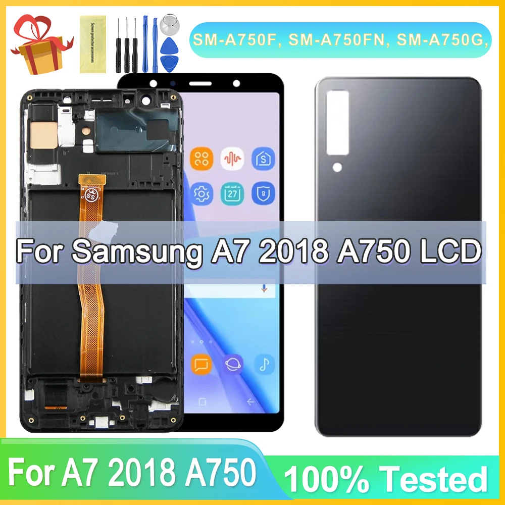 100% Tested TFT For Samsung Galaxy A7 2018 A750 A750F A750FN/DS Display Screen With Frame Display Digital Touch Screen Assembly