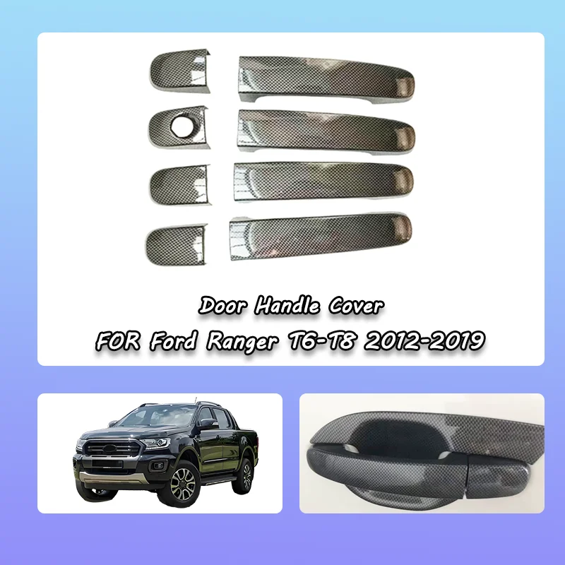 

Крышка автоматической дверной ручки для Ford Ranger 2012-2019 T6 T7 T8 ABS дверная ручка карбонового цвета, крышка кузова, комплекты аксессуаров