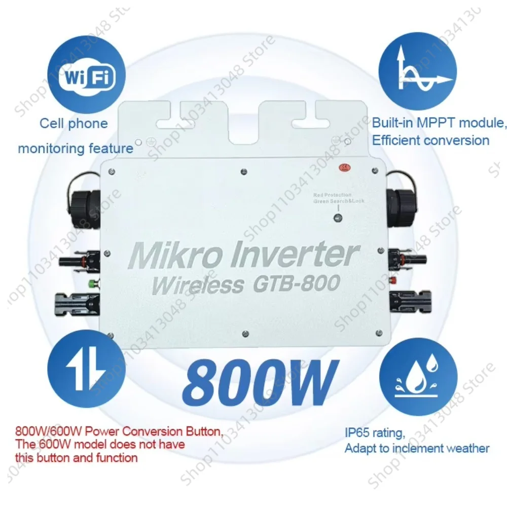 Home Use Smart Solar Micro Inverter 800W Output Waterproof IP65 Wifi Connected GTB 800 Solar Panel Inverter
