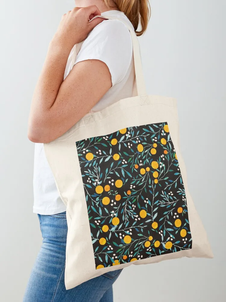 

Oranges on Black Tote Bag cute tote bag Women's tote bag custom bags