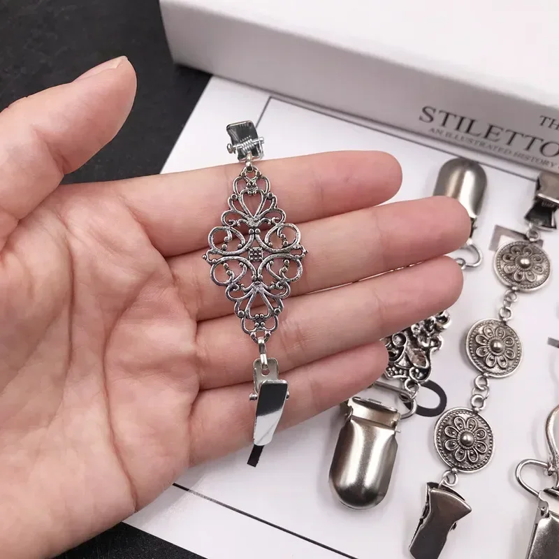 Women Fashion Dress Accessories Jewelry Cardigan Clip Brooch Fasteners Clothes Pins Clip Brooch Sliver Pin Buckle Clip Holder