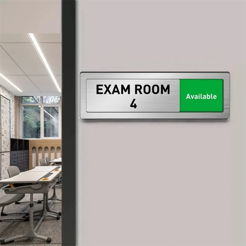 Sliding Do Not Disturb Door Sign, In Use Available Toggle Status Indicator Plaque, Brushed Silver Acrylic Privacy Self Adhesive