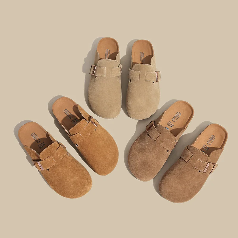 

Кожаные тапочки для женщин, полутапочки на мягкой подошве с рыболовными головками, женская обувь на плоской подошве, увеличивающая рост