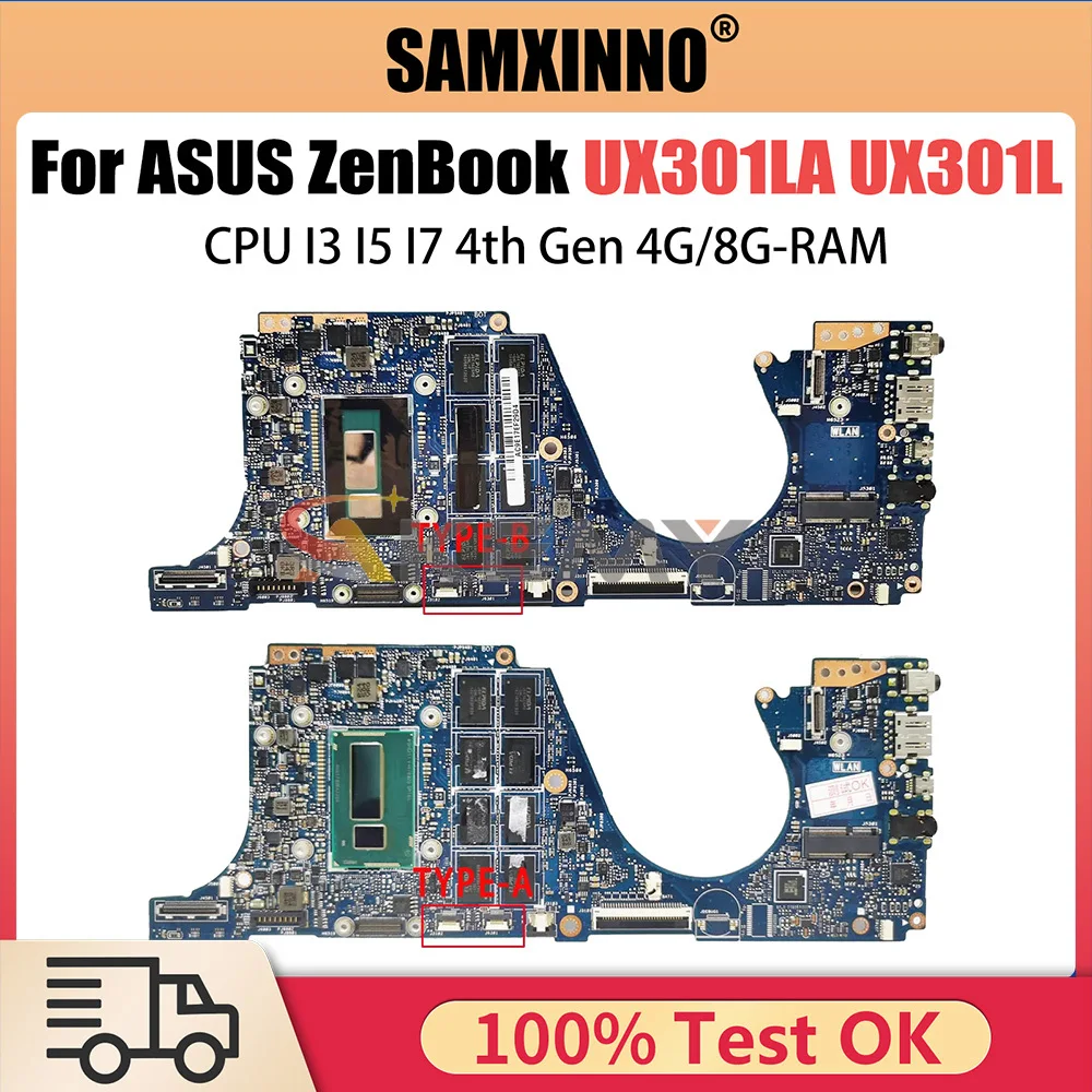 UX301LA Notebook Mainboard For ASUS ZENBOOK UX301L UX301 Laptop Motherboard I3 I5 I7 4th Gen CPU 8GB RAM