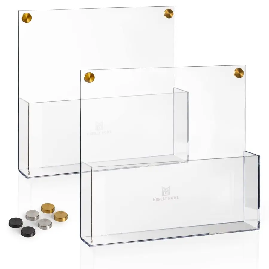 

Clear Acrylic Wall File Organizer 2Pack Mail Holder Wall Mount Office Document Sorter with 3 Screw Cap Colors