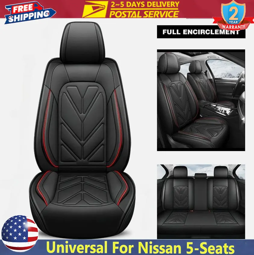 

Universal Style Full Coverage Car Seat Cover For Nissan Luxury PU Leather Car Seat Covers Full Set 5-Seats Front Rear Protectors