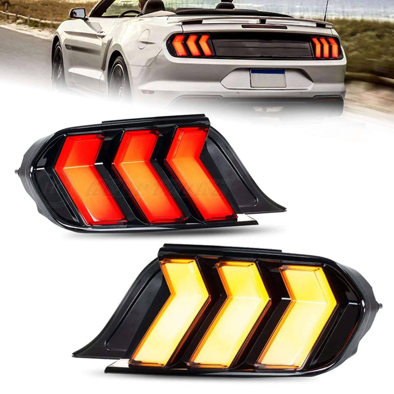 

HCMOTION Euro Clear Start UP Animation 6 Model Sequential Turn Signal Rear Lamps 2015-2023 LED Tail Lights For Ford Mustang