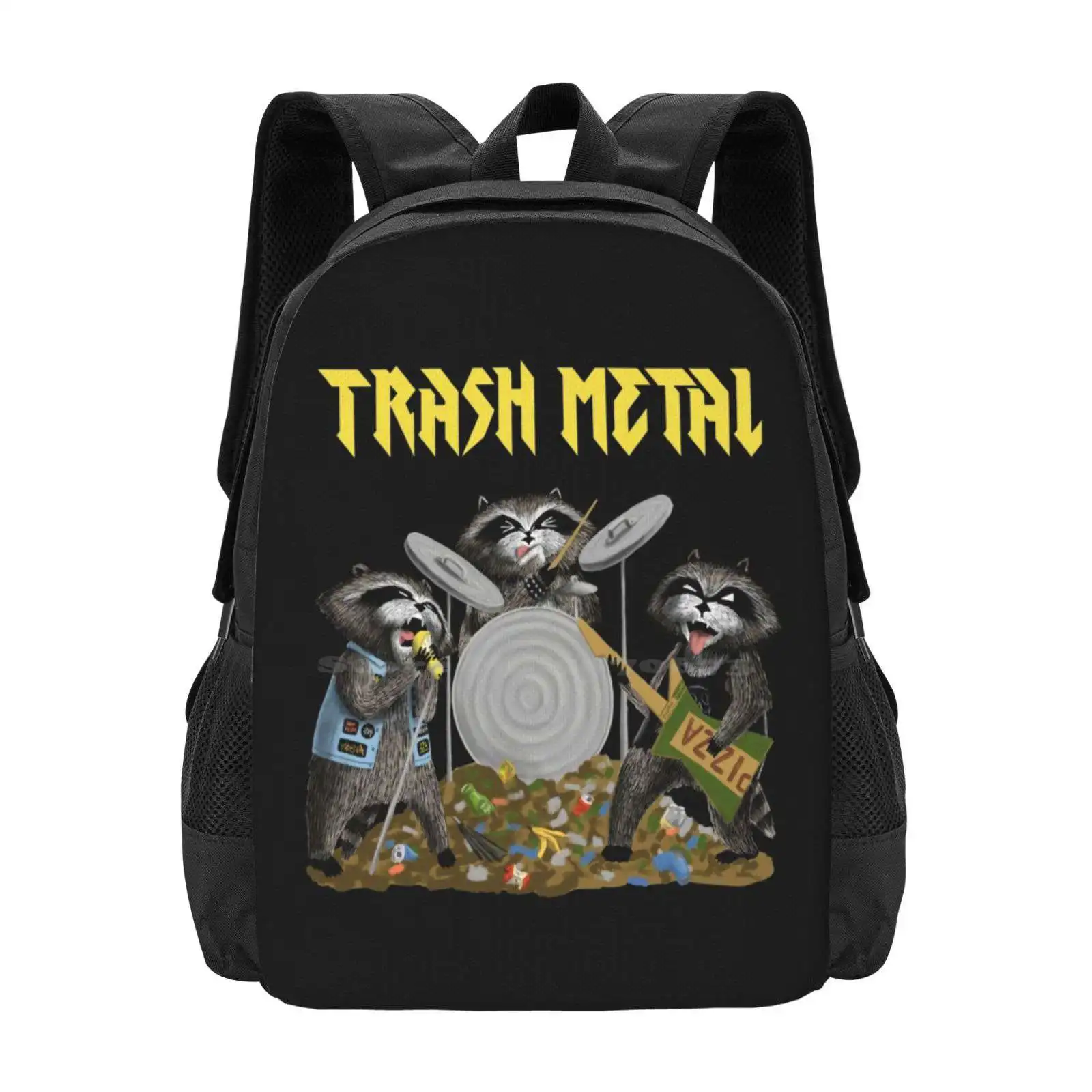 Trash Metal Hot Sale Schoolbag Backpack Fashion Bags Thrash Metal Metal Band Music Raccoons Trash Panda Garbage Funny Angry