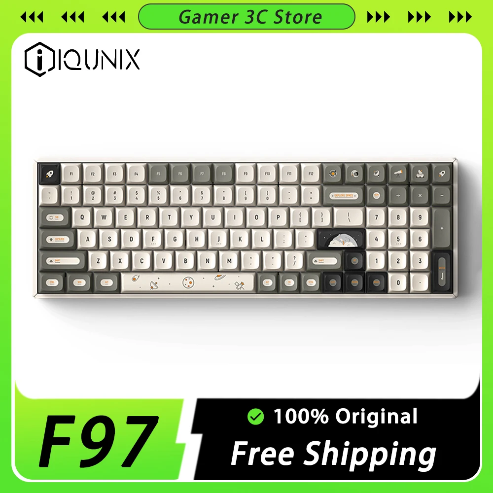 

IQUNIX F97 Mechanical Keyboard Aluminum Kits Three Mode Hot Swap Wireless Gaming Keyboard 100 Keys RGB Pc Gamer Mac Offices Gift