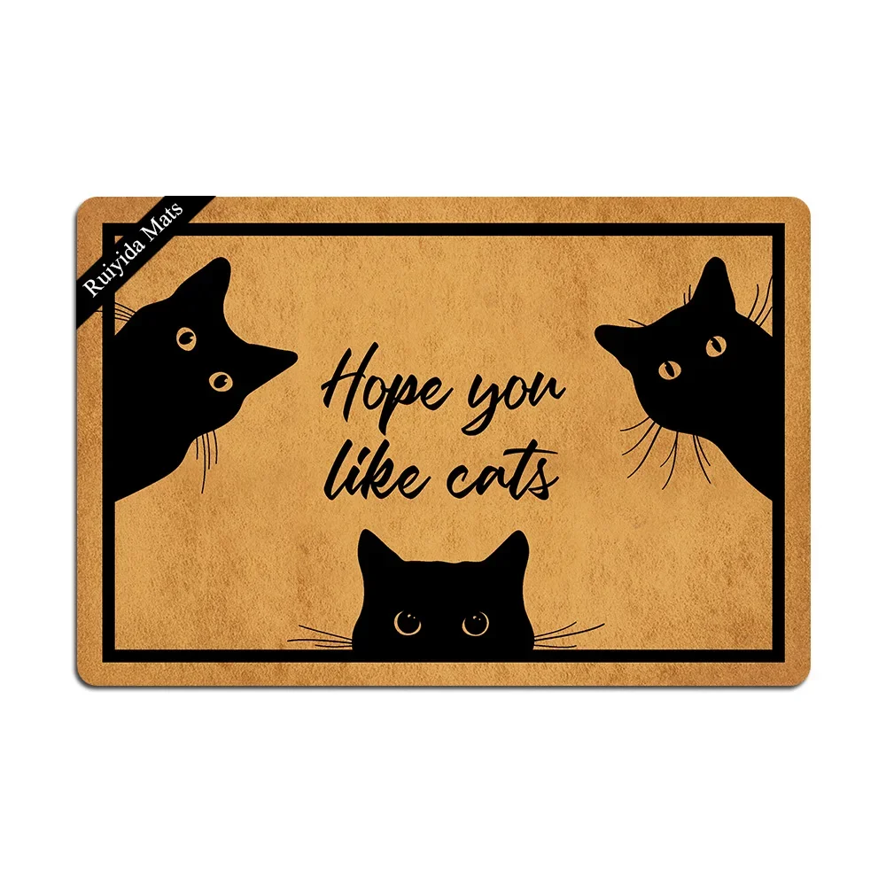 Entrance Floor Mat Hope You Like Cats Funny Doormat Door Mat Decorative Indoor Non-woven 23.6 by 15.7 Inch