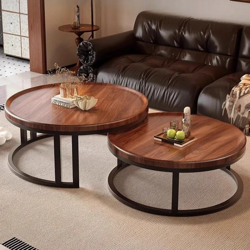 طاولات القهوة المستديرة الفاخرة خشبية مرنة طاولات القهوة لغرفة المعيشة الصغيرة الحد الأدنى في الهواء الطلق أثاث صالة Meubles العتيقة