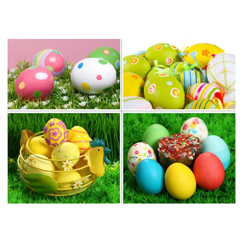 6/12PCS Egg Easter Hen Poultry Hatch Breeding Simulation Fake Plastic Artificial Eggs DIY Painting Egg Easter Party Decor