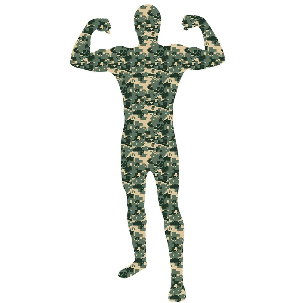 Men Commando Skin Suit For Halloween Purim Army Basics Camouflage Jumpsuit Child Costume