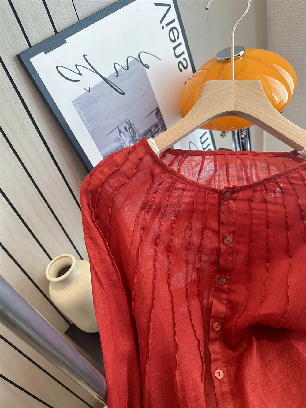 Ele Red Vintage Long Sve irt Uomo Donna Estate Lazy Sle Allentato Casual Protezione solare Camicetta Coreana Sle Pendolarismo