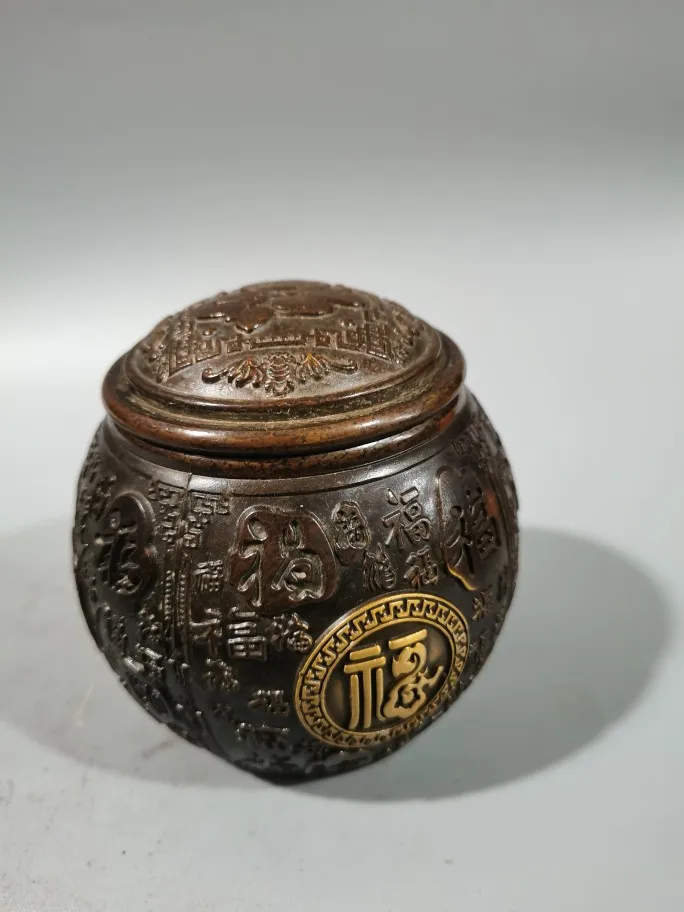

Copper gilt blessing jar Baifu ash cylinder anti-drop and anti-fly ash creative personalized sealing does not take home with lid