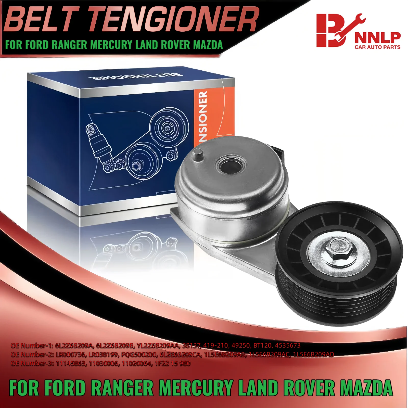 

Belt Tensioner w/ Pulley for Ford Explorer Mazda B4000 Land Rover LR3 2000-2010 LR000736 LR038199 PQG500200 6L2E6B209CA