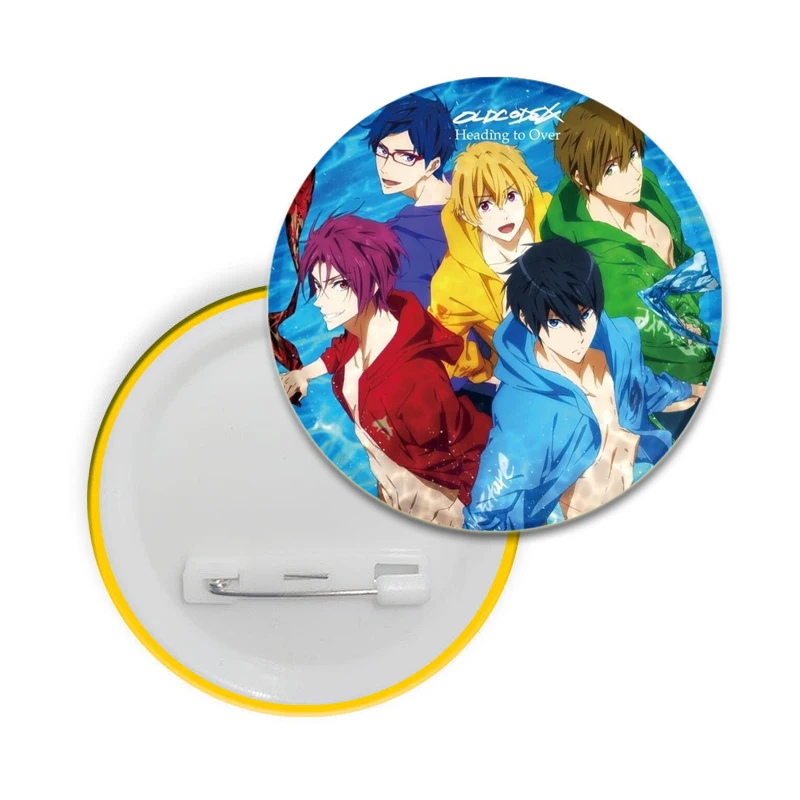 Anime Free! Character Rin Matsuoka/Makoto Tachibana/Haruka Nanase/Nagisa Hazuki Pins Cartoon Badge Brooch for Clothes Decoration