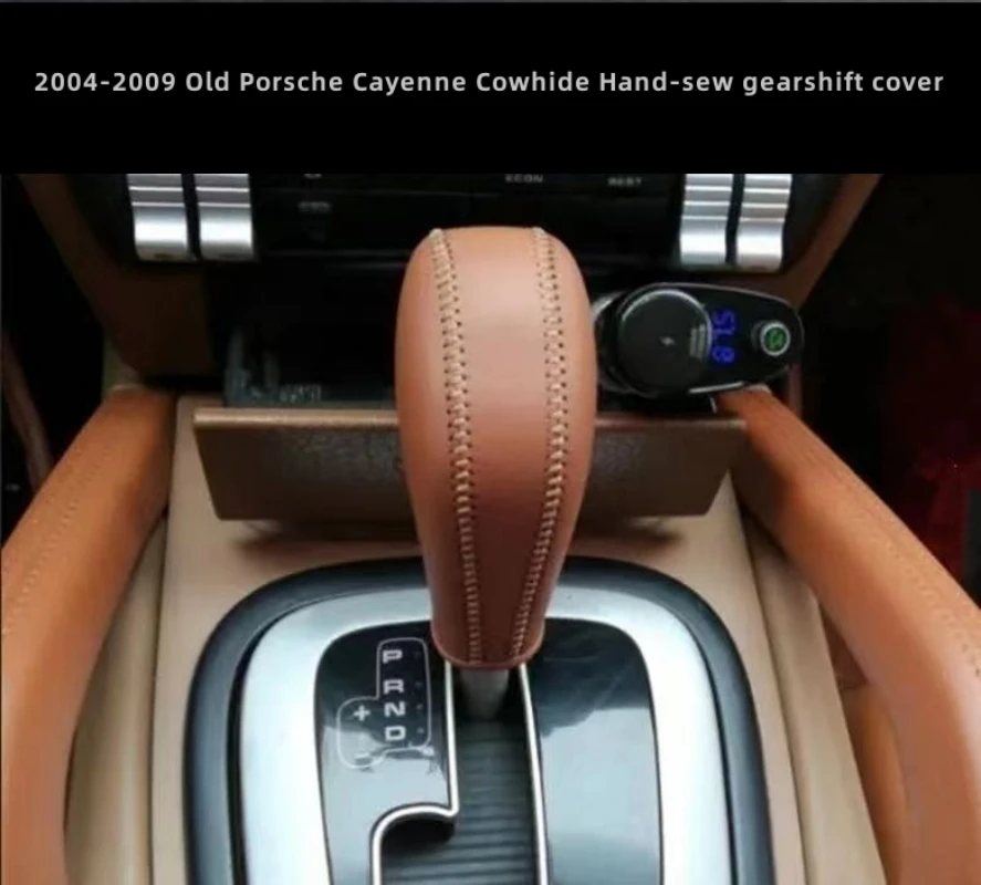 Pokrowiec na gałkę zmiany biegów do starej Porsche Cayenne Cowhide z lat 2004-2009, ręcznie szyty, ręcznie szyty pokrowiec na gałkę zmiany biegów