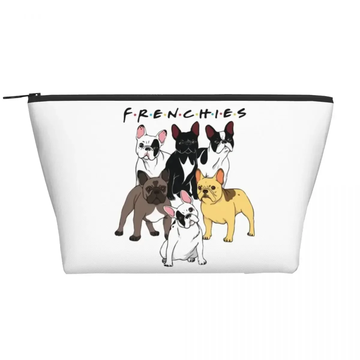 Bolsa de cosméticos divertida Frenchies para mujer, estuche de maquillaje Bouledogue de Bulldog Francés de gran capacidad, bolsas de aseo de almacenamiento de belleza