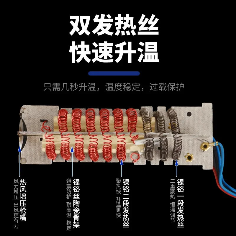 2000W Hot Air Gun Home Commercial Vehicle Film Baking Gun, Industrial Electric Heating