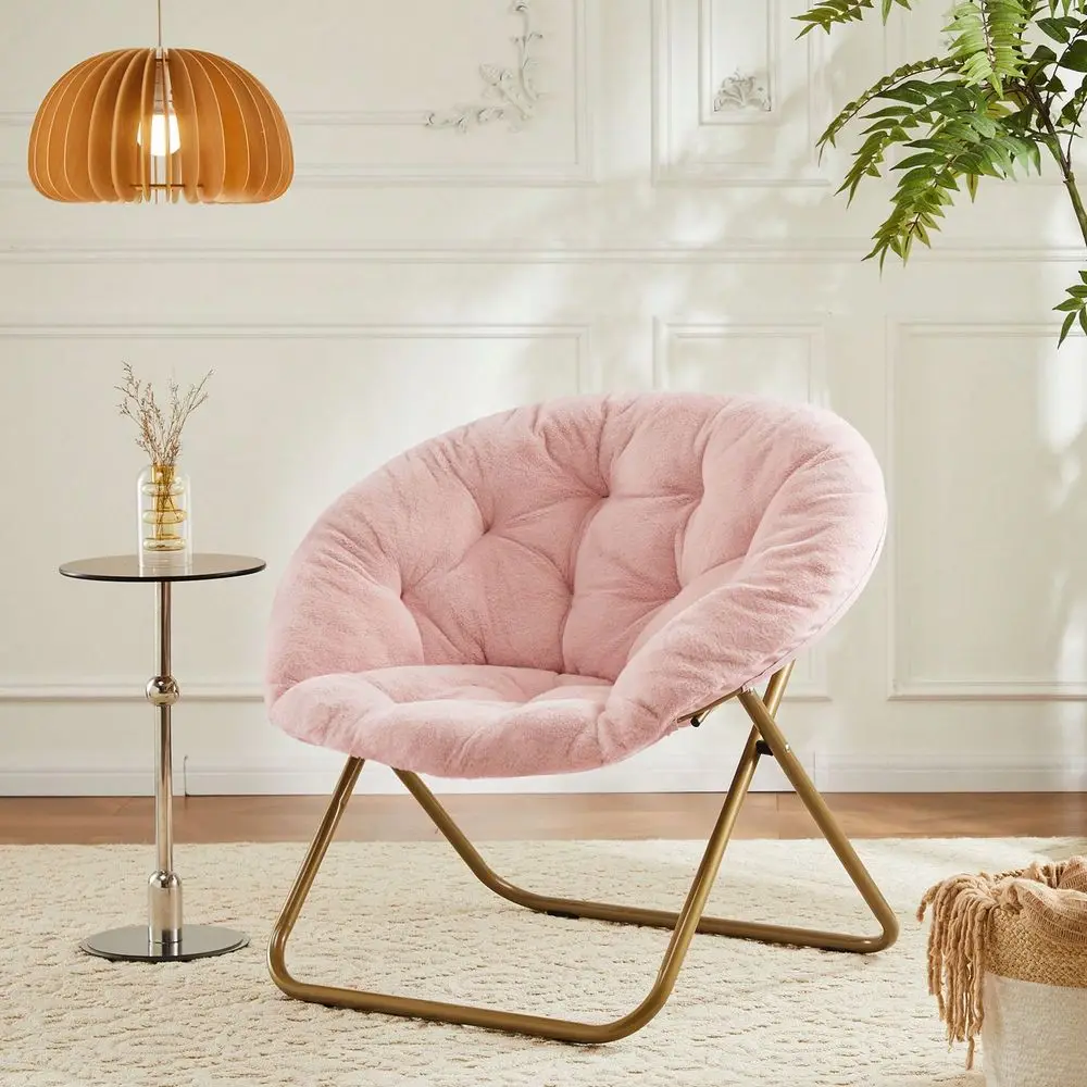

Comfy Saucer Chair, Faux Fur Lounge Seasting XL Circle Chair For Bedroom, Dorm Gaming, Foldable Fashion Accent Seat For Small S