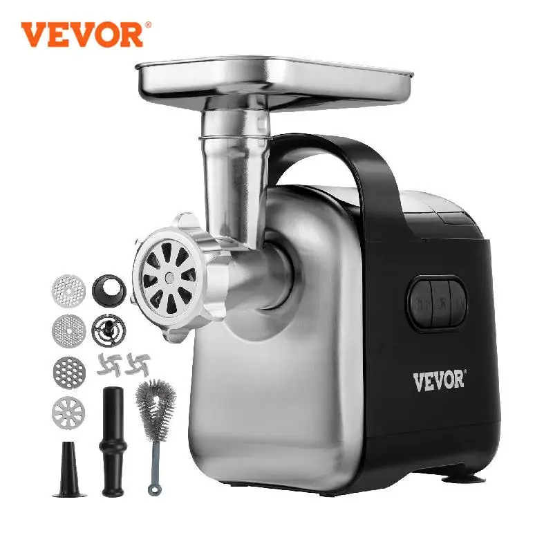 VEVOR 550W（2200W MAX) Electric Meat Grinder with 2 Blade, 3 Grinding Plates, Sausage Maker & Kubbe Kit ABS + Stainless Steel