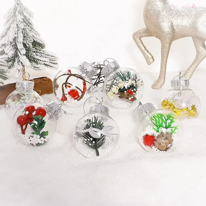 2025 Transparent Christmas Ball Gift Box 6cm 12pcs Plastic Hollow Balls Christmas Decorations Christmas Tree Pendants Decoration