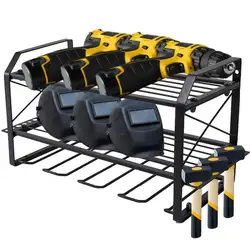 Durable Power Tool Rack 100lbs/45kg Weight Limit 3 Layers Wall Mount Electric Drill Holder Workshop Screwdriver Power Organizer