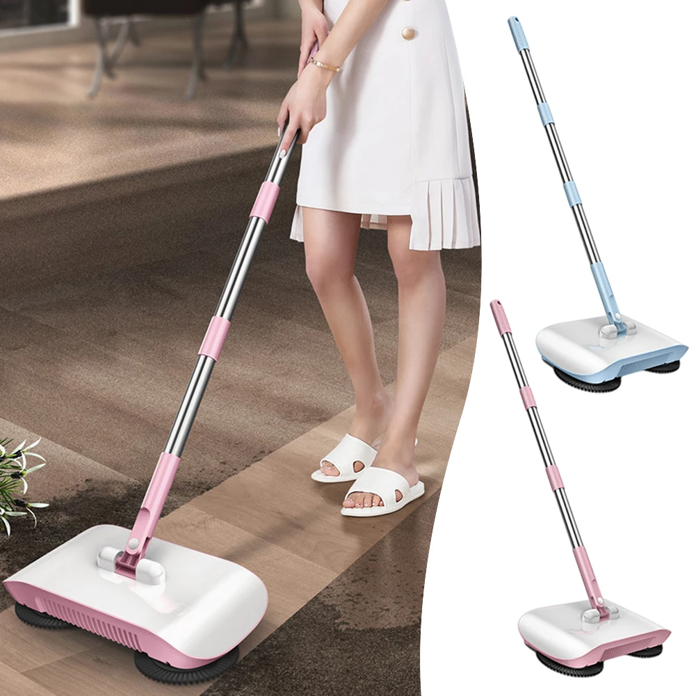 Hand-Pushed Floor Sweeper With Long Pole Multi-Purpose Floor Cleaning Device For Home Cleaning