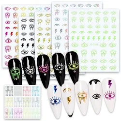 Eye Design Nail Stickers INS Style 12 Colors Lightning Pattern Nail Art Decoration Decals