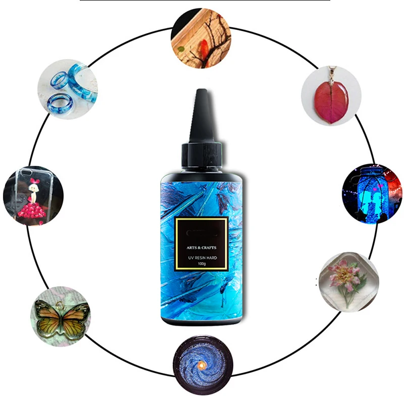 UV Resin Keras 200gm Akrilik Ultraviolet Jelas Transparan untuk Kerajinan Perhiasan Cetakan Transparan Resin Kerajinan Perhiasan Cetakan