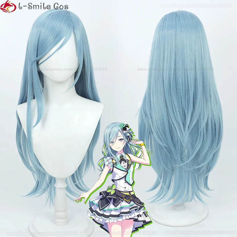 High Quality Anime Hinomori Shizuku Cosplay Wig 80cm Long Blue Heat Resistant Synthetic Hair Halloween Wigs + Wig Cap