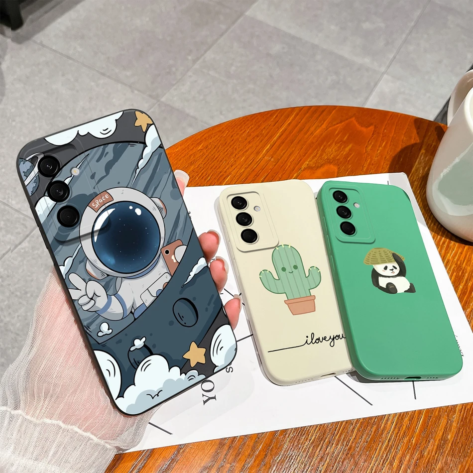 Case For Samsung Galaxy M55 5G Flower Soft Liquid Silicone Camera Lens Protection Back Cover For Samsung M 55 Coque Funda Bumper