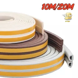 Tira de vedação autoadesiva para porta e janela, Weather Strip, Rubber Seal, Foam Tape, Dustproof, Soundproof, Isolamento, DIEP, 10m, 20m