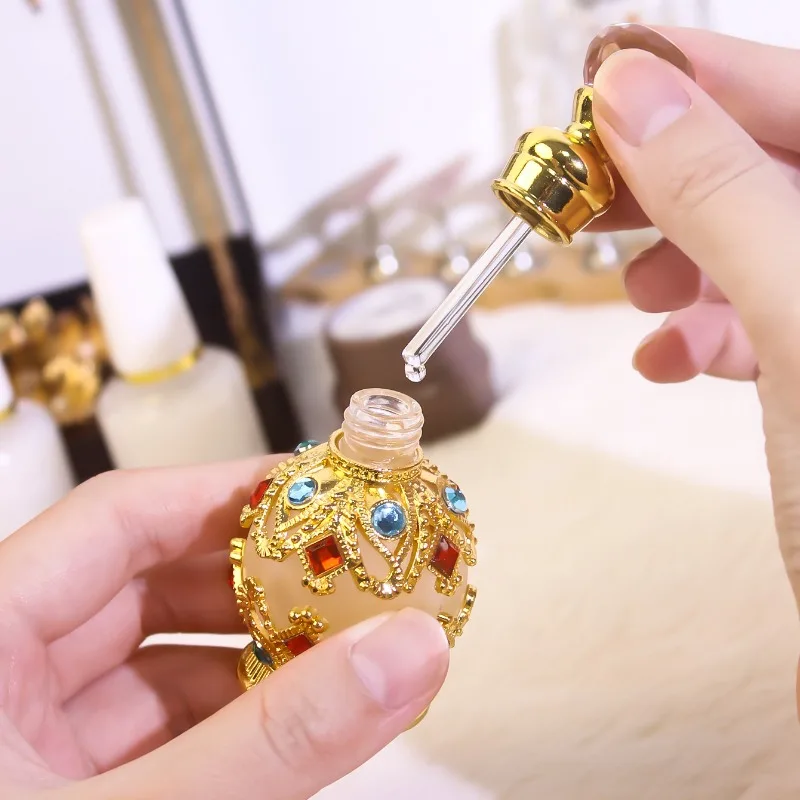 10PCS Dubai Arabia 15ML exquisite retro perfume essential oil sub-bottling Middle East diamond setting process