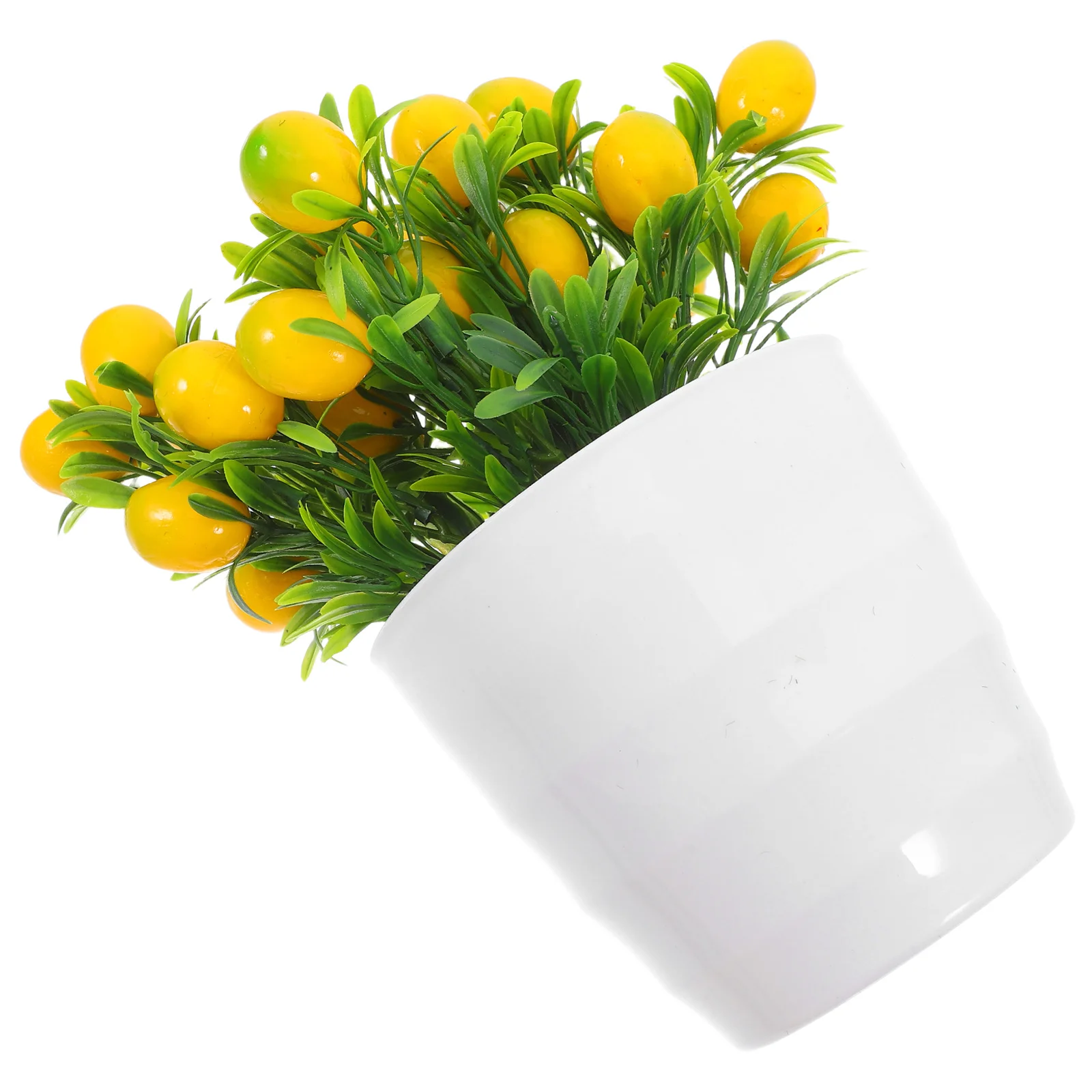 

Artificial Lemon Bonsai Set Versatile Decor Faux Fruit Accessory Bright Red Strawberries Green Leaves Indoor Outdoor Events