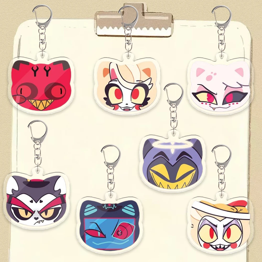 لفندق هازبين فالنتينو آدم قشر الأرواح الشريرة سلسلة مفاتيح مصنوعة من الأكريليك الأجهزة الطرفية الرسوم المتحركة المخصصة تزيين مُثبت مهرجان هدية #1