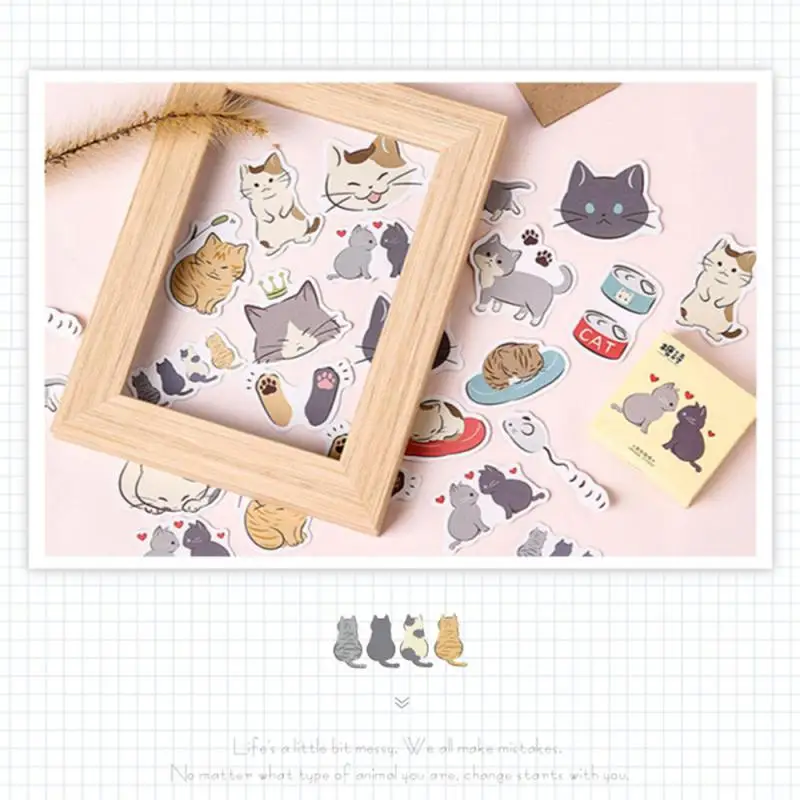 45 pcs/lot Kawaii cat dog Daily life Paper Small Diary Mini Cute box Stickers set Scrapbooking Flakes Journal Stationery