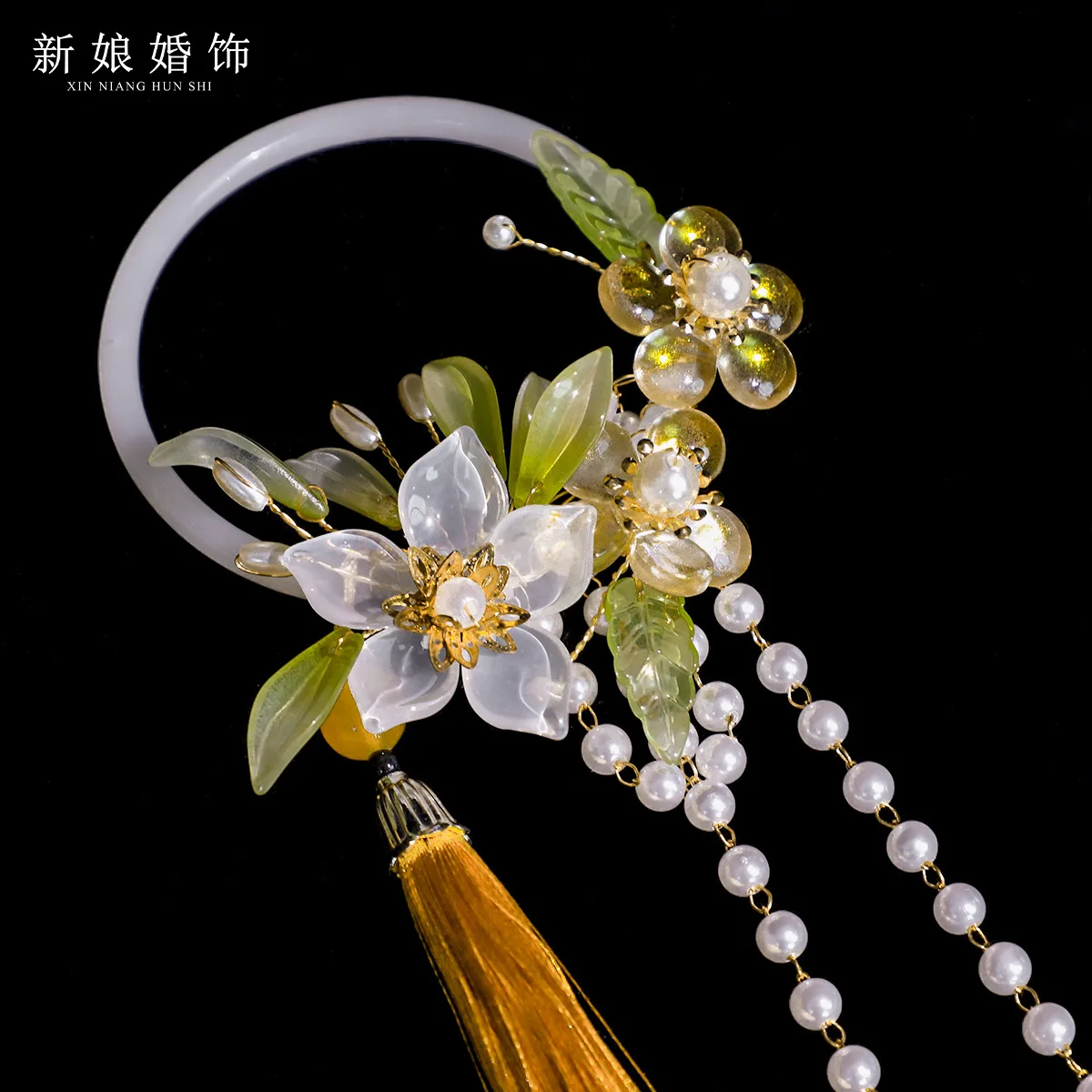 Pearl Tassel Hair Stick Set with Flower Hairpin Chinese Style Hanfu Clothing Chopsticks Hair Styling Hair Accessories BN