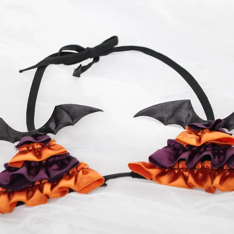 Women Gothic Devil Bat Sexy Lingerie Mini Bra Underwear Set Cool Sleep Pajamas Halloween Night Stage Costume view 5