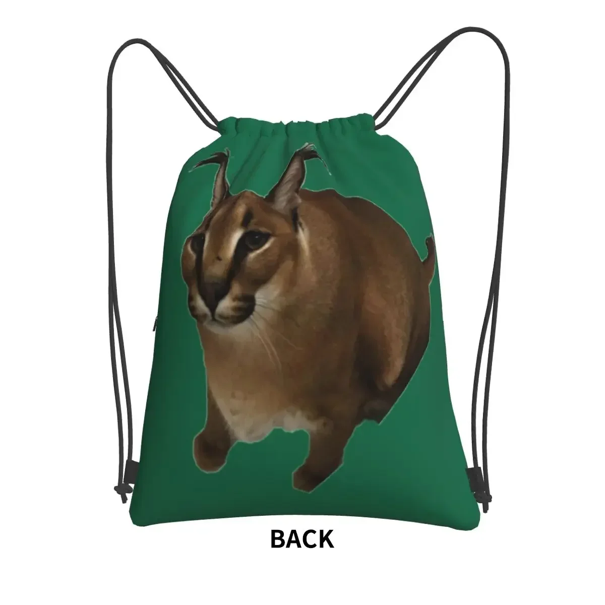 Big Floppa Animal Cat Portable Backpacks Drawstring Bag Multi-function Drawstring Bundle Pocket Book Bags For School Students