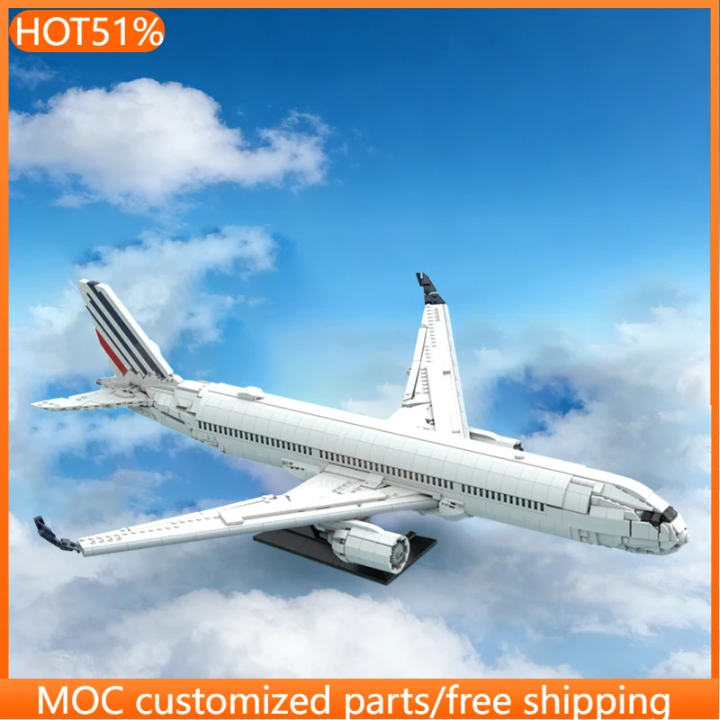 

2639 деталей: Конструктор самолета Airbus A350-900 MOC, модульная модель из строительных блоков, технология DIY, игрушка для мальчиков, рождественский подарок