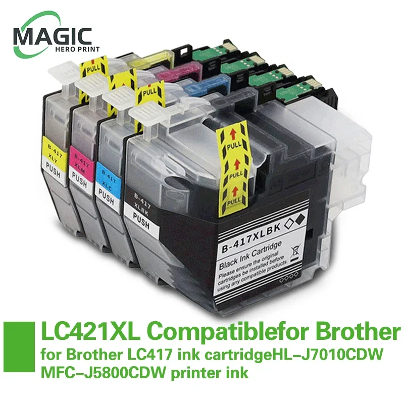 cartucho compativel para brother lc421 lc421xl cartucho de tintadcp j1050dw dcp j1140dw mfc j1010dw tinta de impressora novo 01