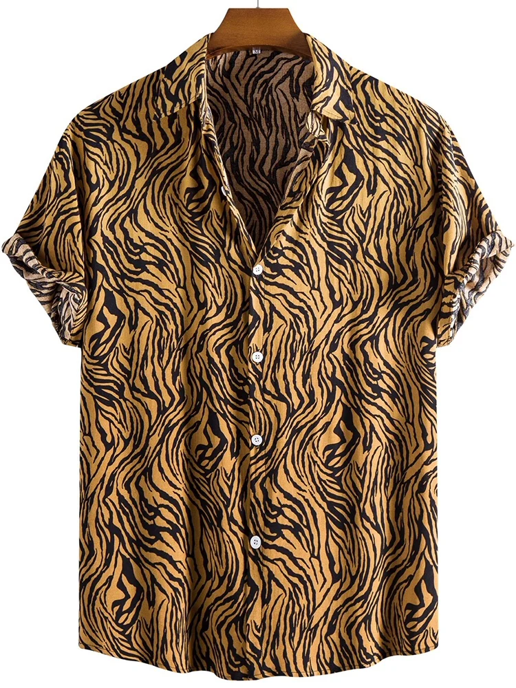 

Casual Zebra Print ort Sve irt Youth Faion Summer Casual Print Top for Young Men