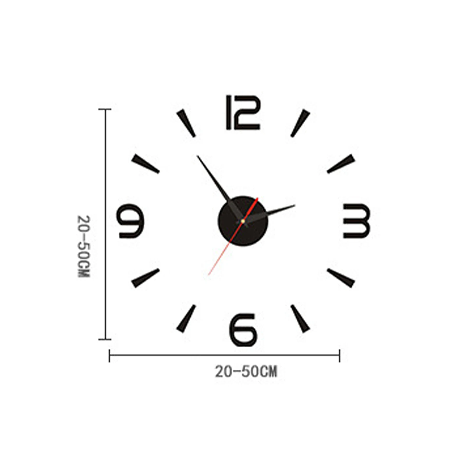 DIY Wall Clock 40cm Small Black Modern Simple European  Silent Acrylic Frameless DIY 3D Wall Clock Frameless Wall Clock